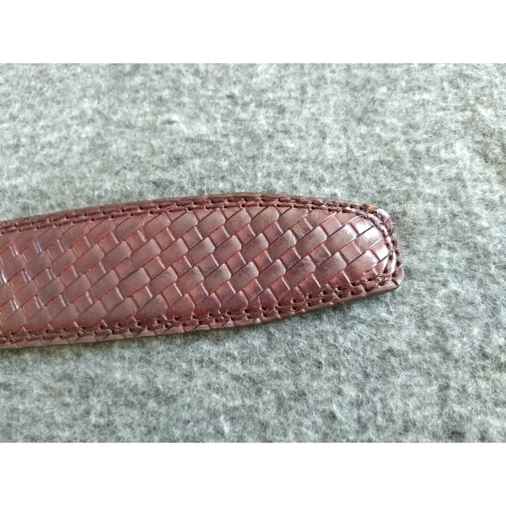 Braided‎ Brown Leather Belt Silver Tone Buckle Federato in Pelle Mens 51